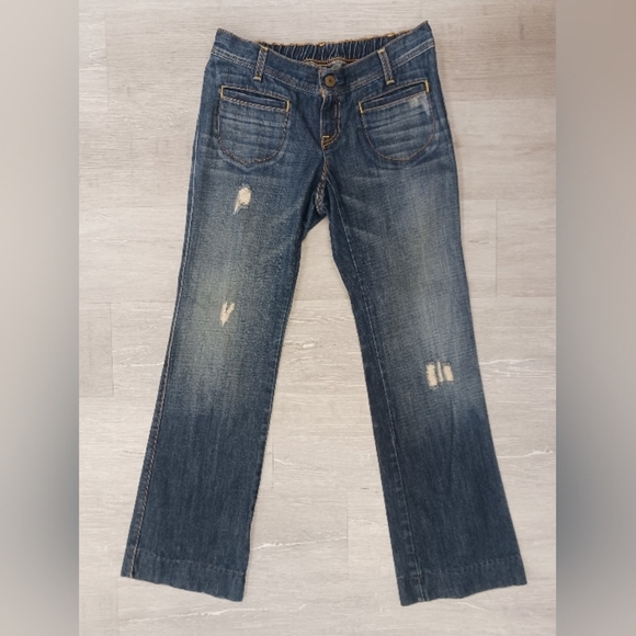 Old Navy vintage inspired front pocket elasticwaist Maternity Jeans, UNDER BELLY - Picture 1 of 5